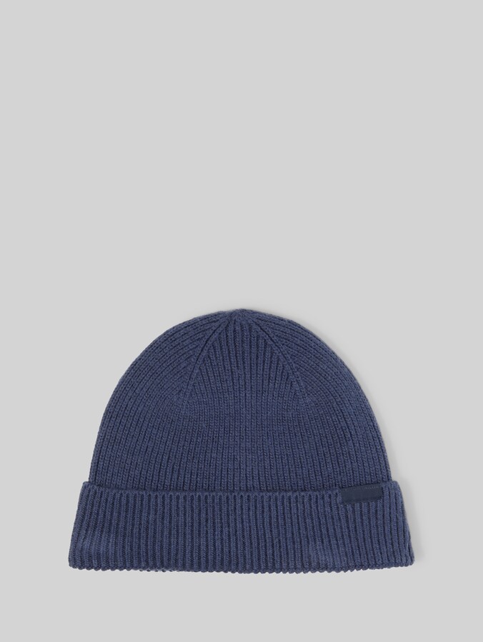 Beanie met wol door Men, Indigo Ink Blue