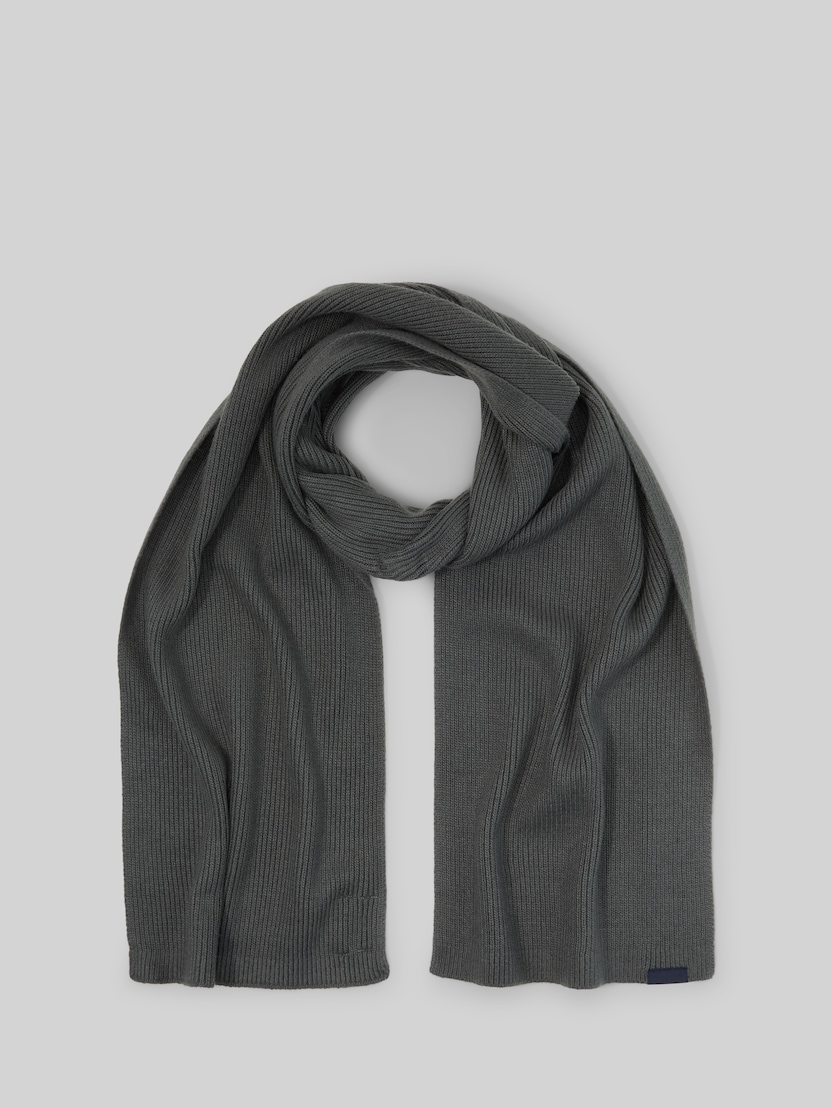 Strickschal mit Wollanteil von Men, Darkest Olive