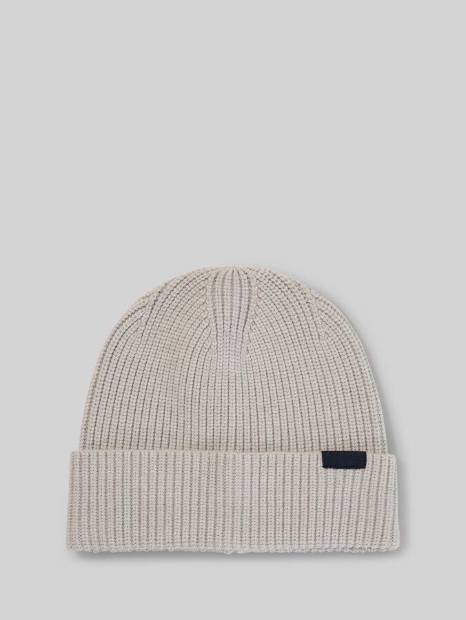 Beanie Mütze mit Logo-Label von Men, Dark Chocolate Brown