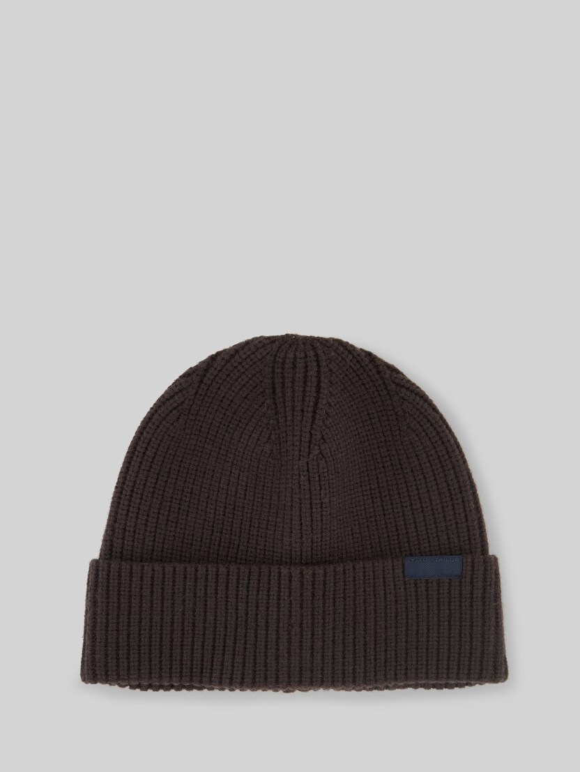 Bonnet avec étiquette logo par Men, Dark Chocolate Brown