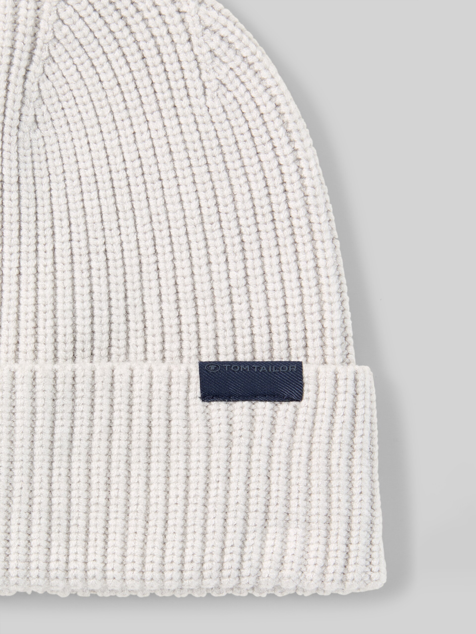 Bonnet avec étiquette logo - Light Soft Stone Melange - Vue de la matière