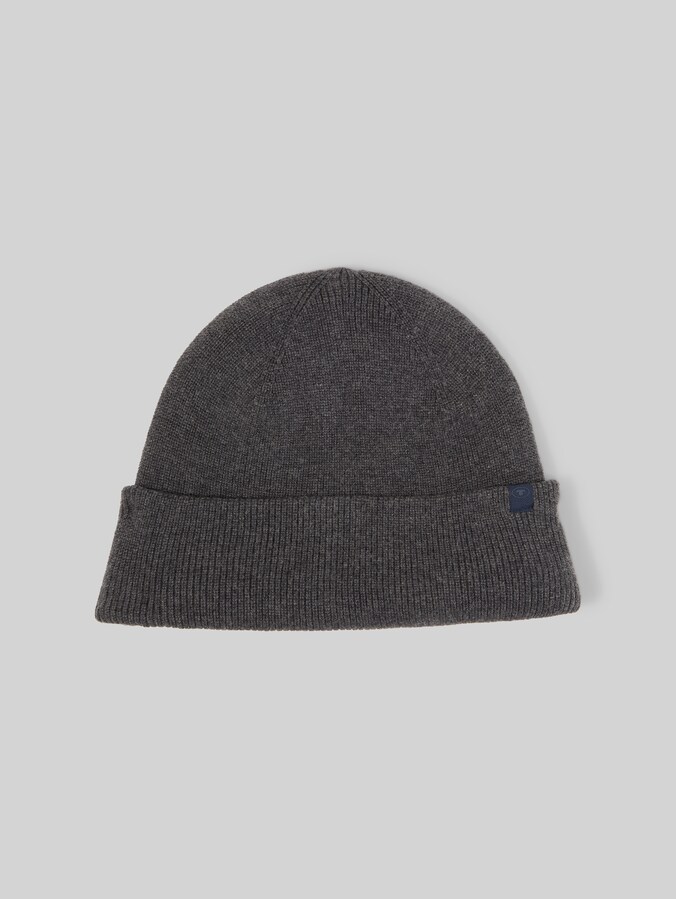 Beanie met kasjmier door Men, Black Grey Melange