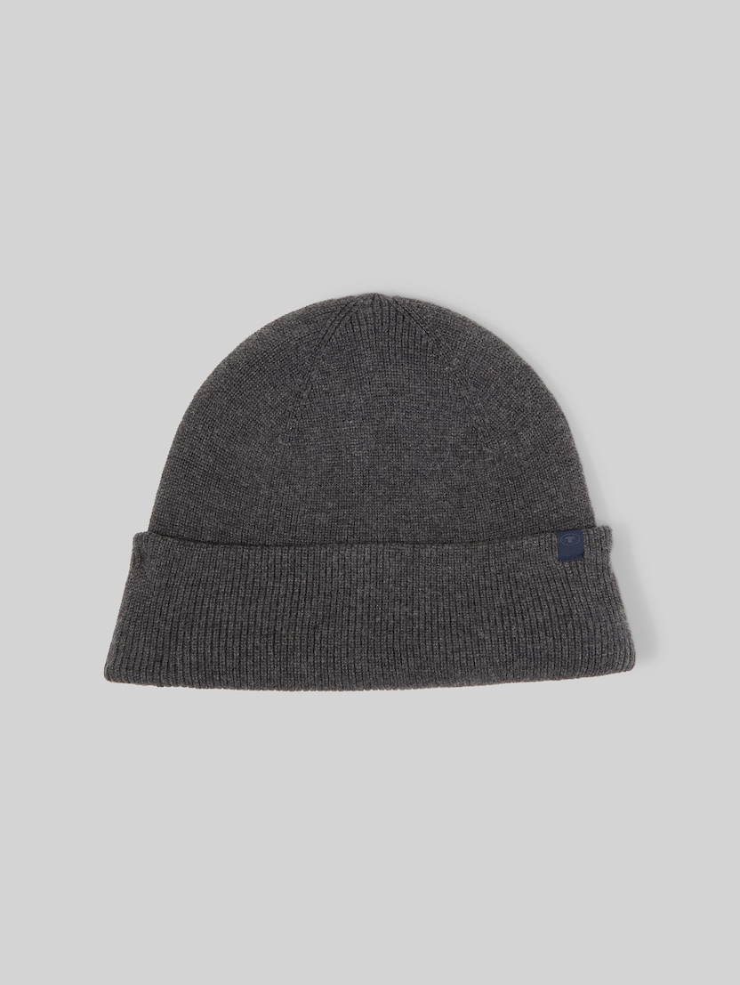 Beanie Mütze mit Kaschmir-Anteil von Men, Black Grey Melange
