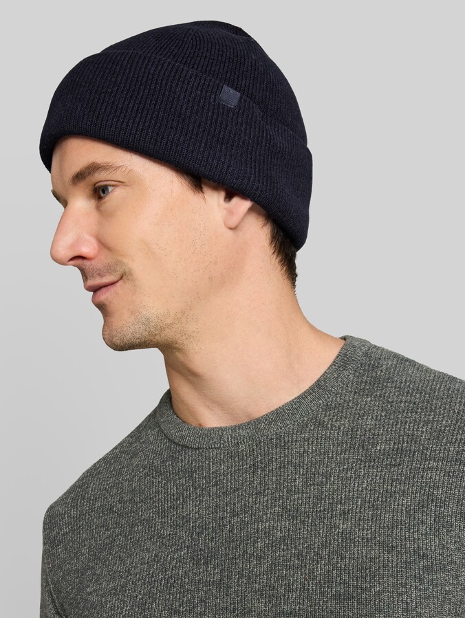 Beanie Mütze mit Kaschmir-Anteil von Men, Knitted Navy Melange