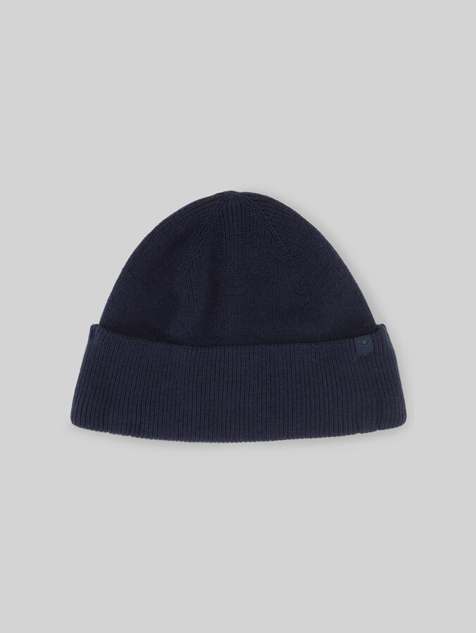 Beanie with cashmere blend by Men, Knitted Navy Melange