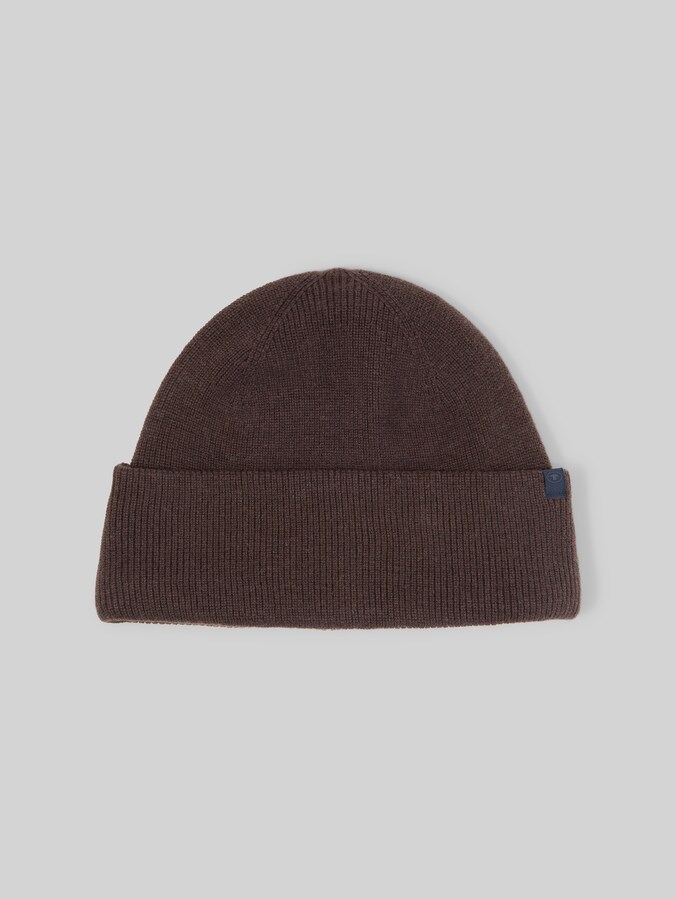 Beanie with cashmere blend by Men, dark chocolate brown melange