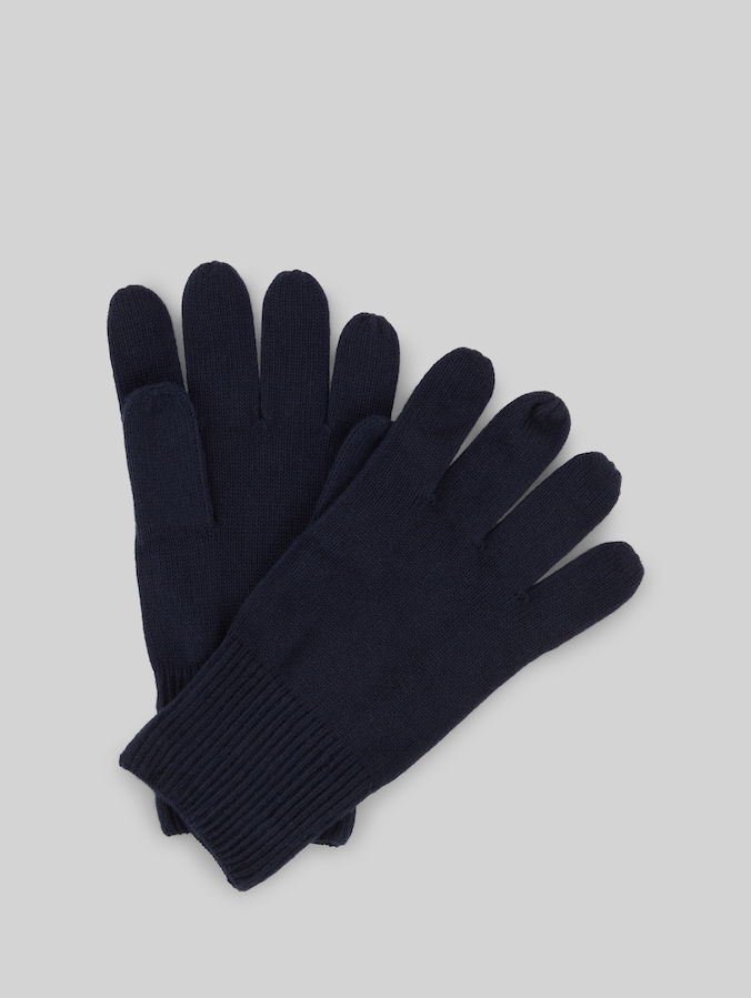 Handschuhe mit Kaschmir-Anteil von Men, Knitted Navy Melange