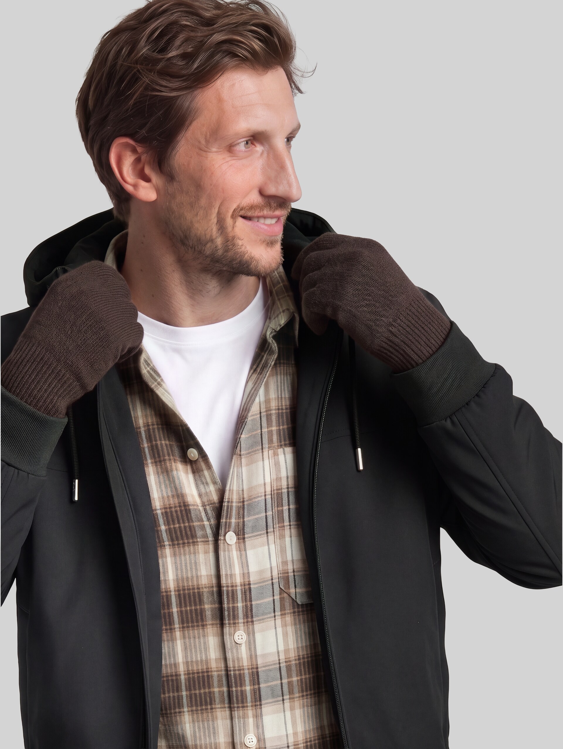 Handschuhe mit Kaschmir-Anteil - dark chocolate brown melange