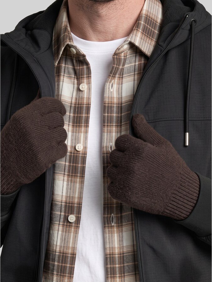 Handschuhe mit Kaschmir-Anteil von Men, dark chocolate brown melange