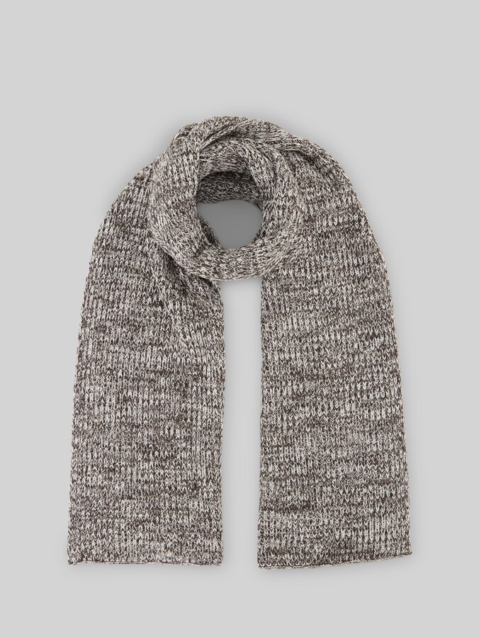 Strickschal mit Baumwolle von Men, off white brown mouline