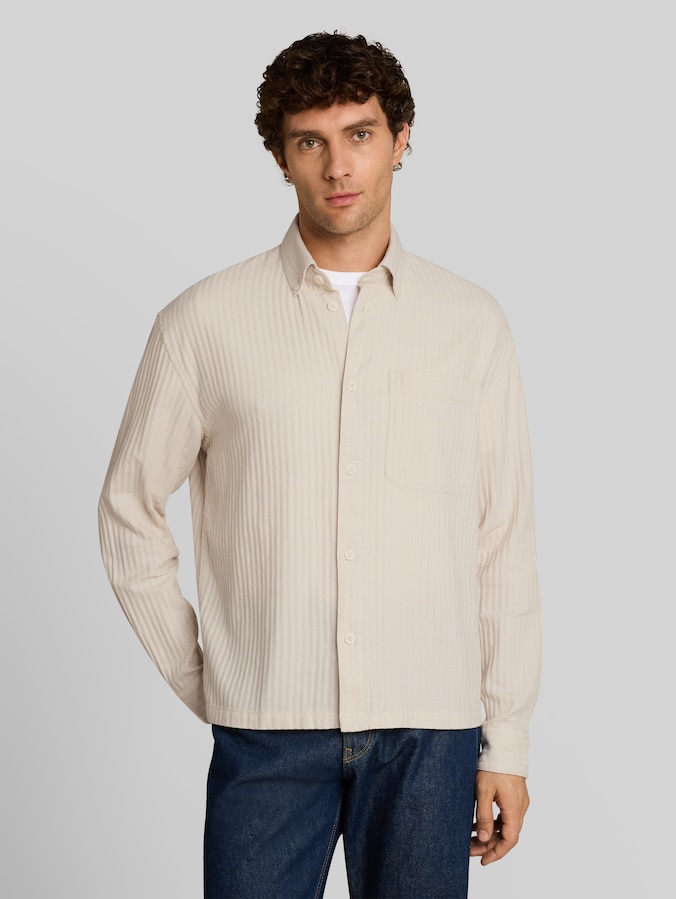 Katoenen overhemd met losse pasvorm door Denim Male, off white stripe structure