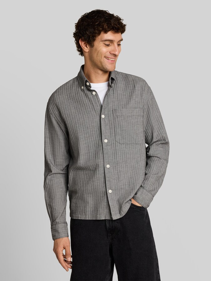Katoenen overhemd met losse pasvorm door Denim Male, black stripe structure