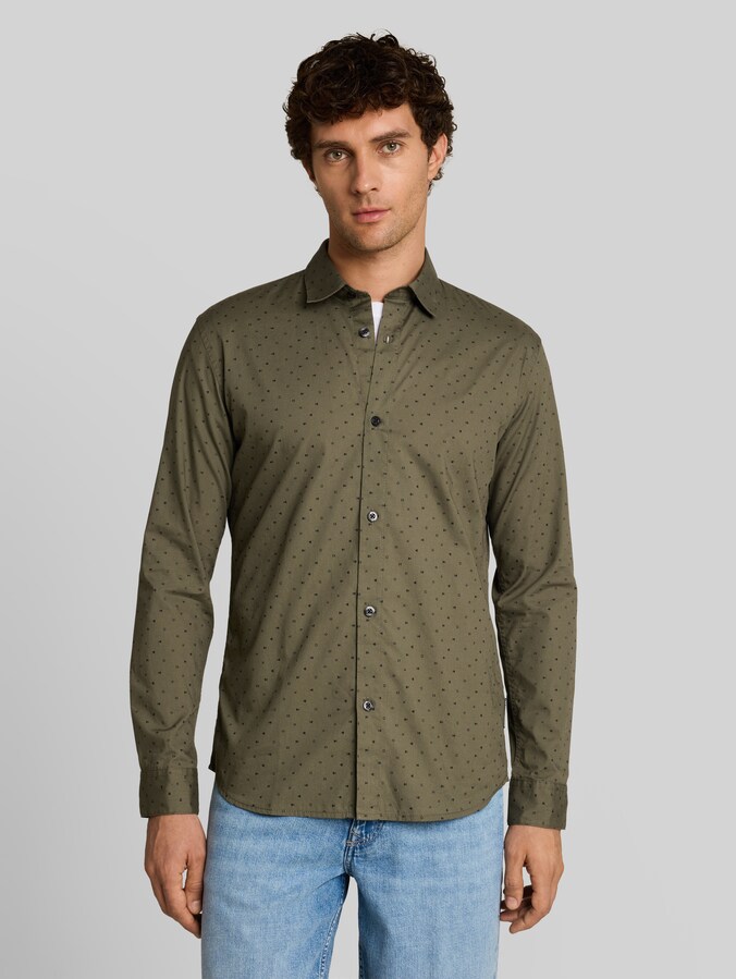 Overhemd met patroon in regular fit door Denim Male, green black music design