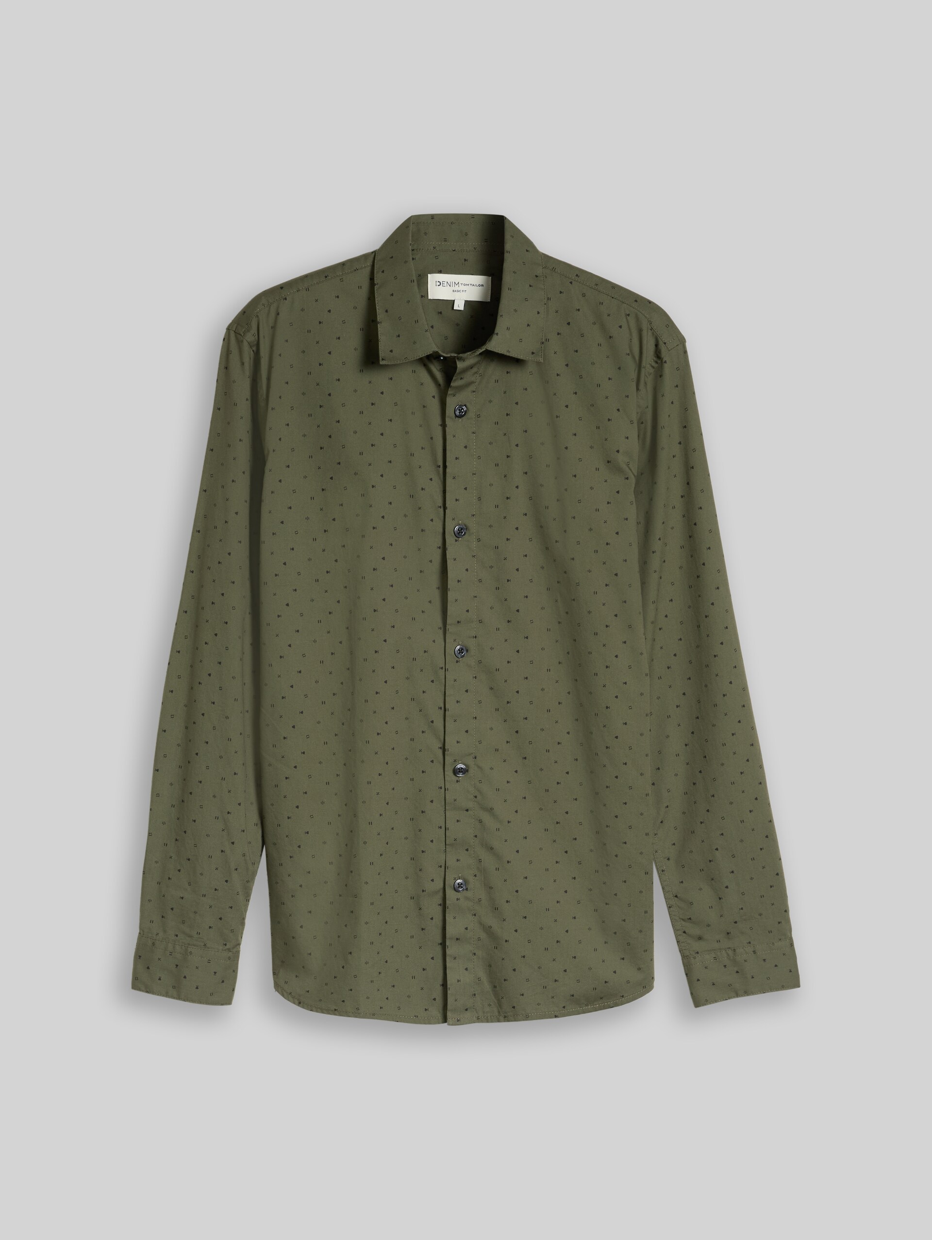 Overhemd met patroon in regular fit - green black music design - Product vooraanzicht