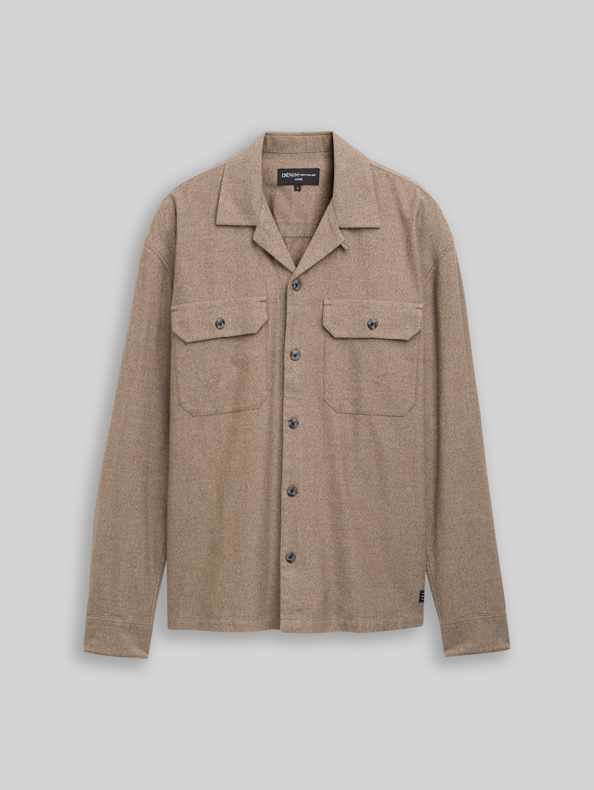 Loose Fit Oxford Hemd - brown grindle structure - Vorder-Produkt-Ansicht