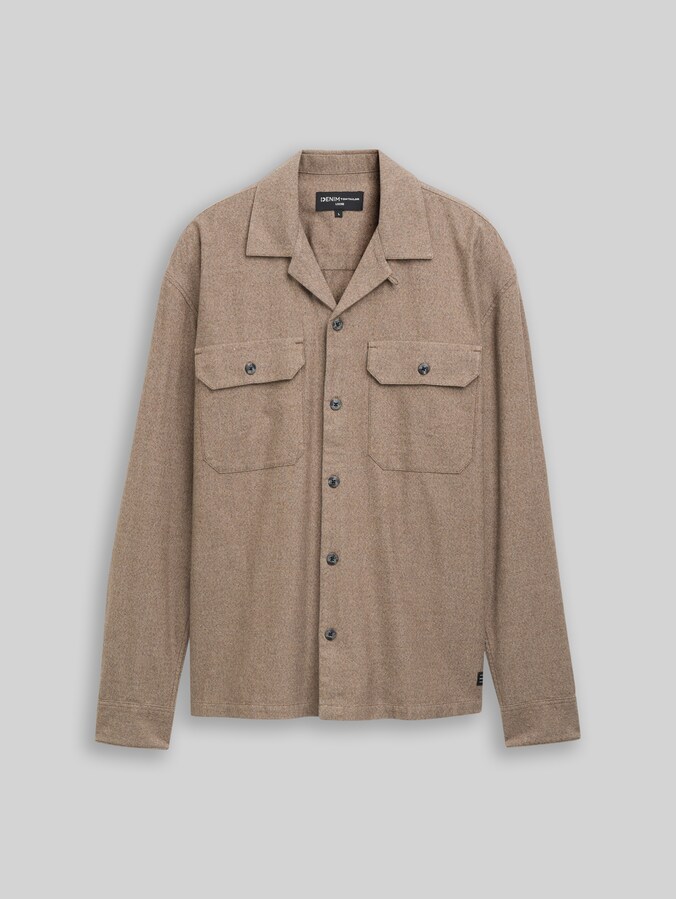 Loose Fit Oxford Hemd von Denim Male, brown grindle structure