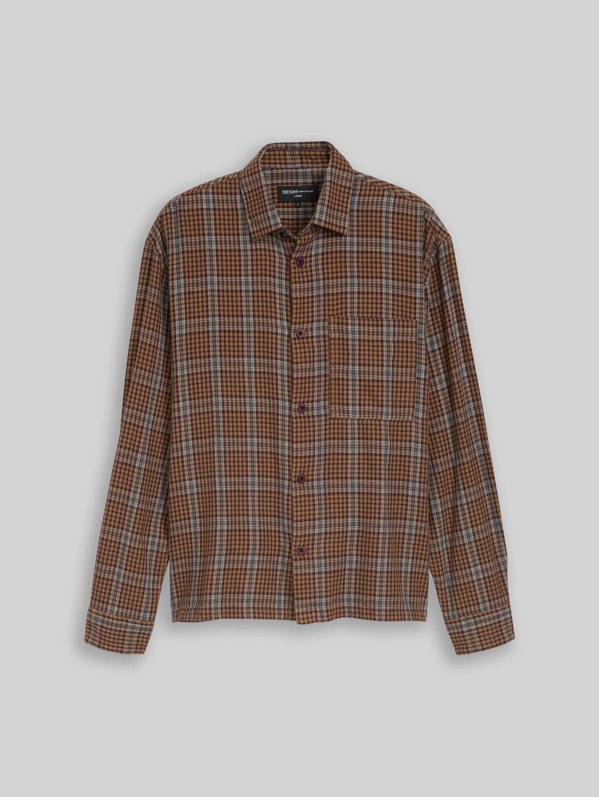 Loose Fit Hemd mit Karomuster - brown check - Vorder-Produkt-Ansicht