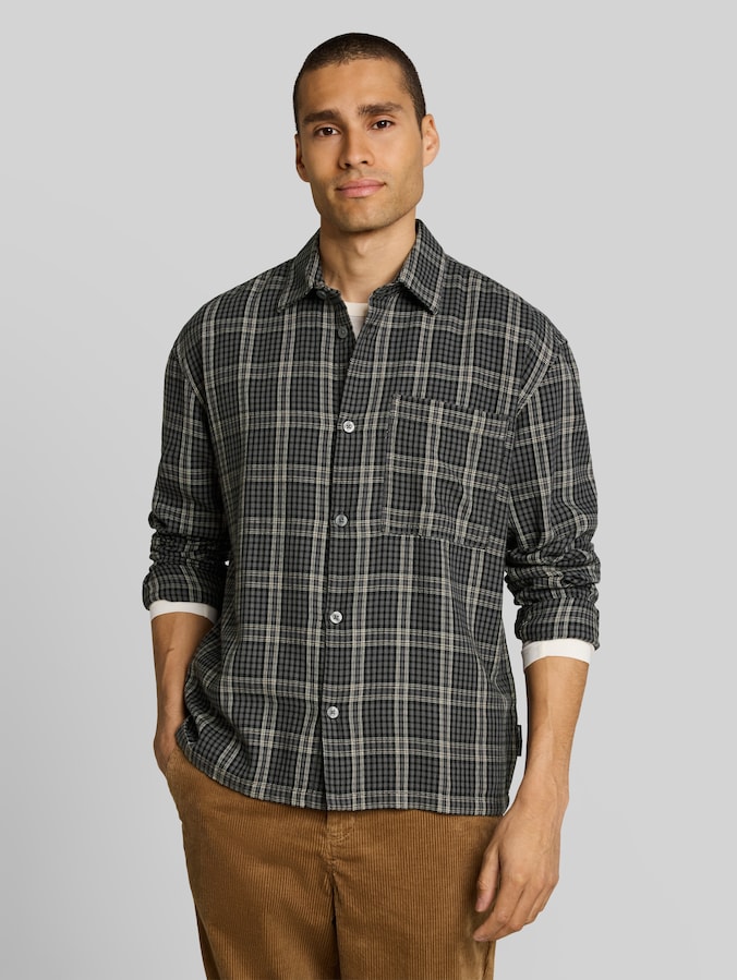 Chemise ample à carreaux par Denim Male, grey check