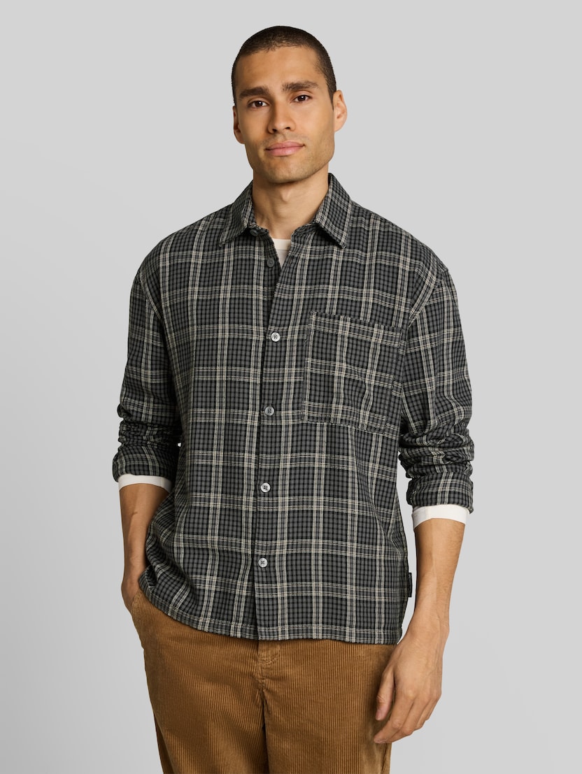Loose Fit Hemd mit Karomuster von Denim Male, grey check