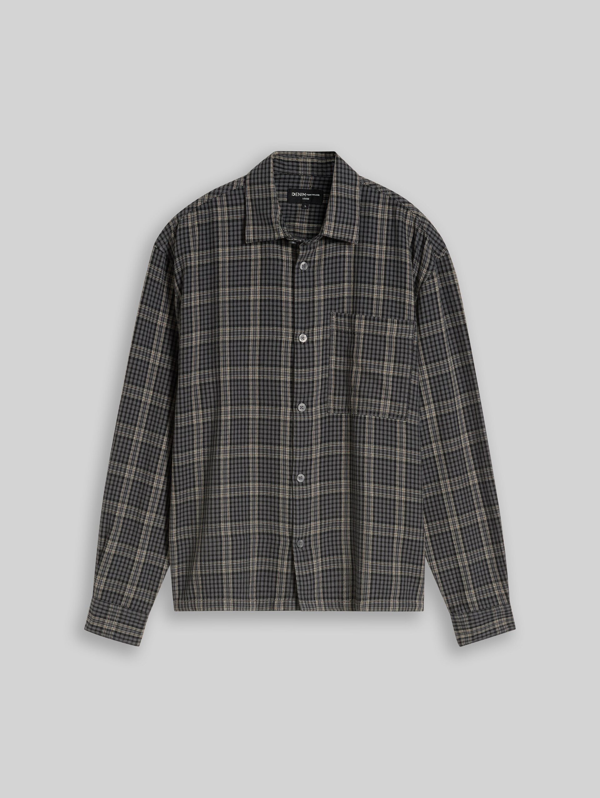 Loose Fit Hemd mit Karomuster - grey check - Vorder-Produkt-Ansicht
