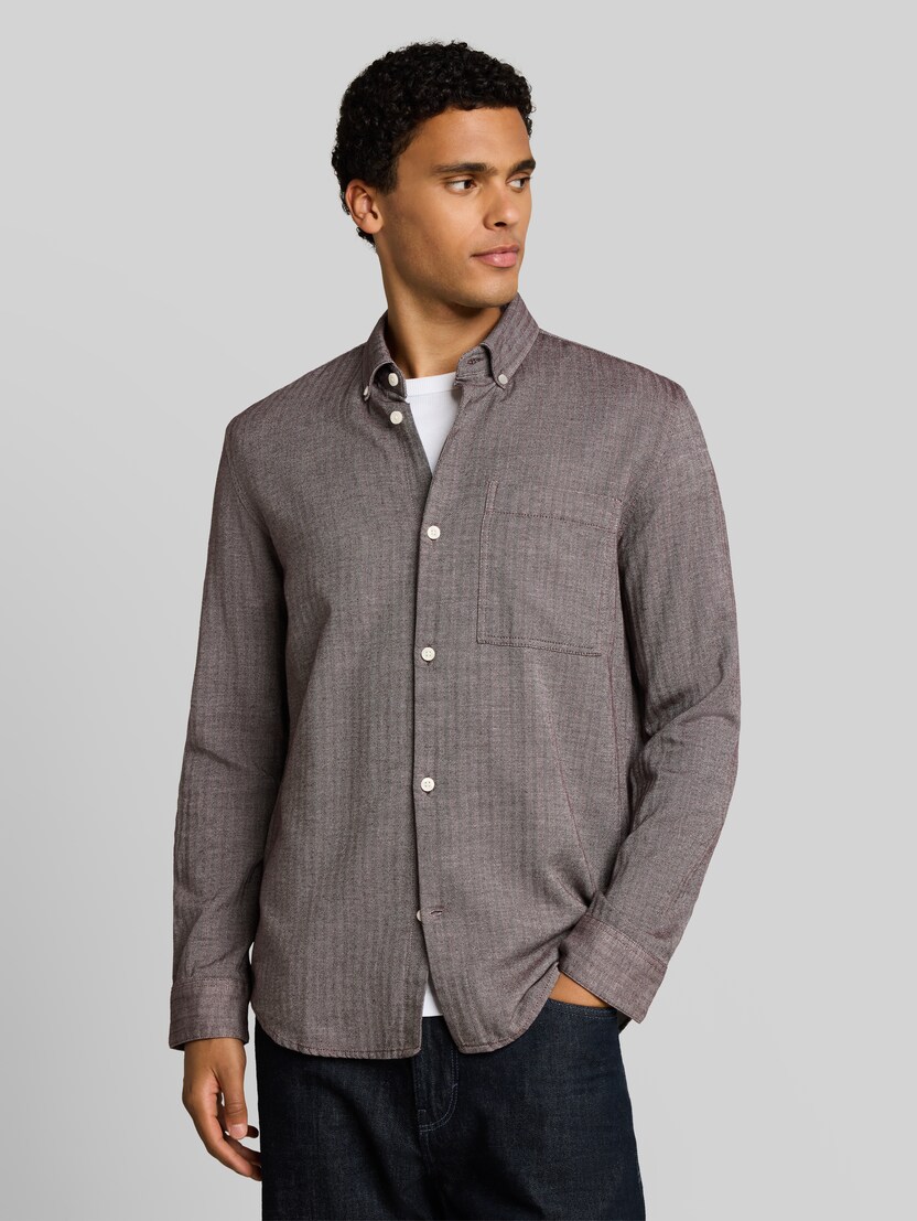 Regular Fit Hemd mit Brusttasche von Denim Male, light purple herringbone