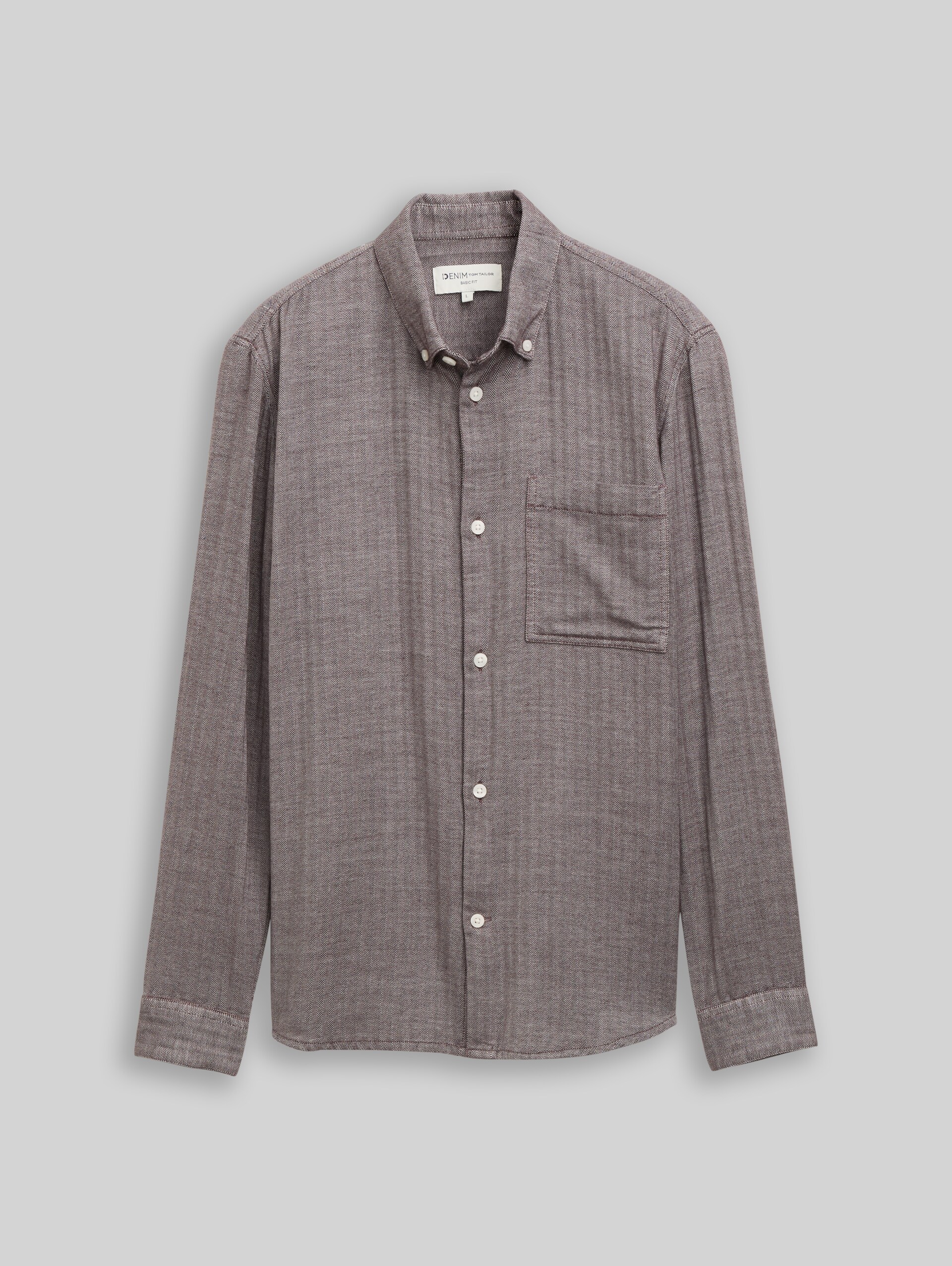 Regular Fit Hemd mit Brusttasche - light purple herringbone - Vorder-Produkt-Ansicht