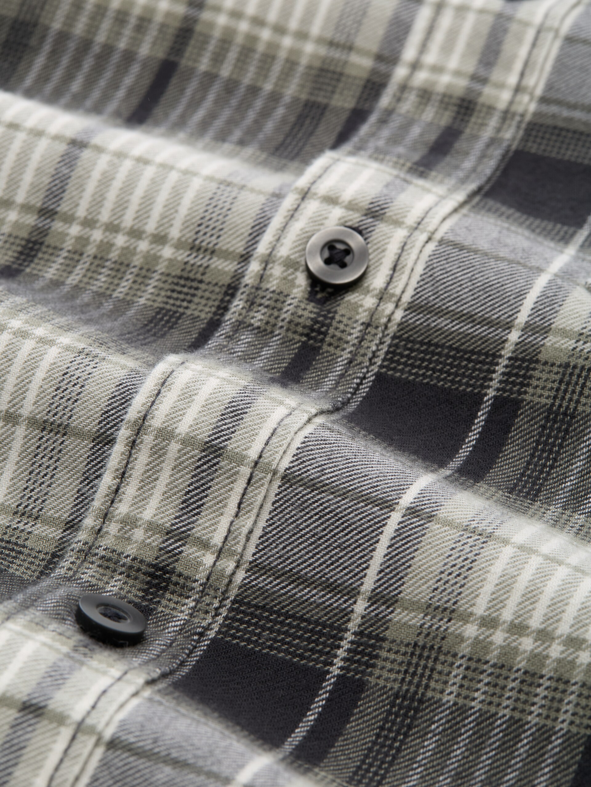 Relaxed Fit Hemd mit Karomuster - coal grey green check - Material-Ansicht