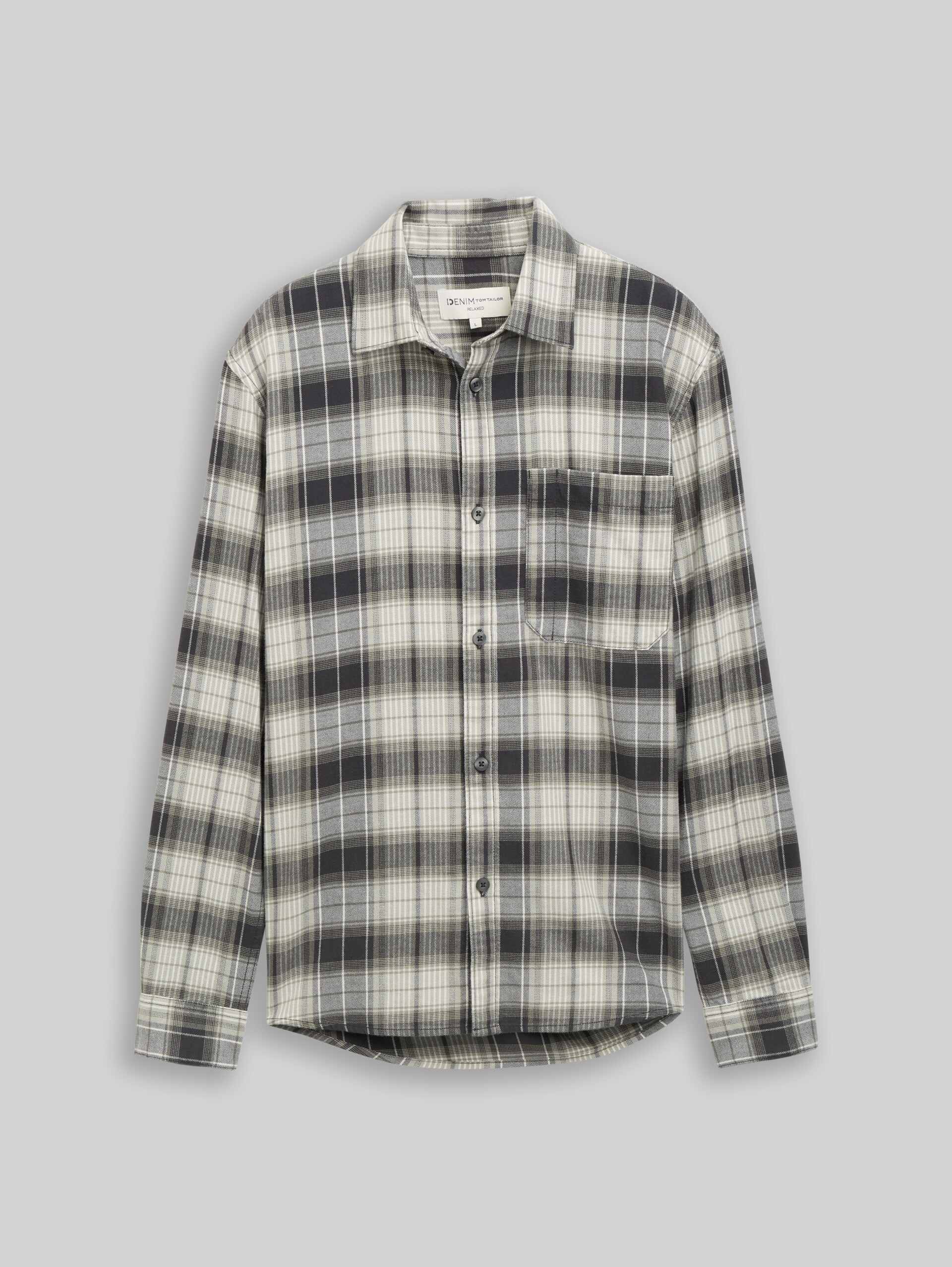 Relaxed Fit Hemd mit Karomuster - coal grey green check - Vorder-Produkt-Ansicht