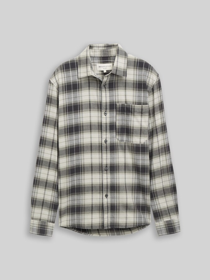 Chemise à carreaux coupe décontractée par Denim Male, coal grey green check