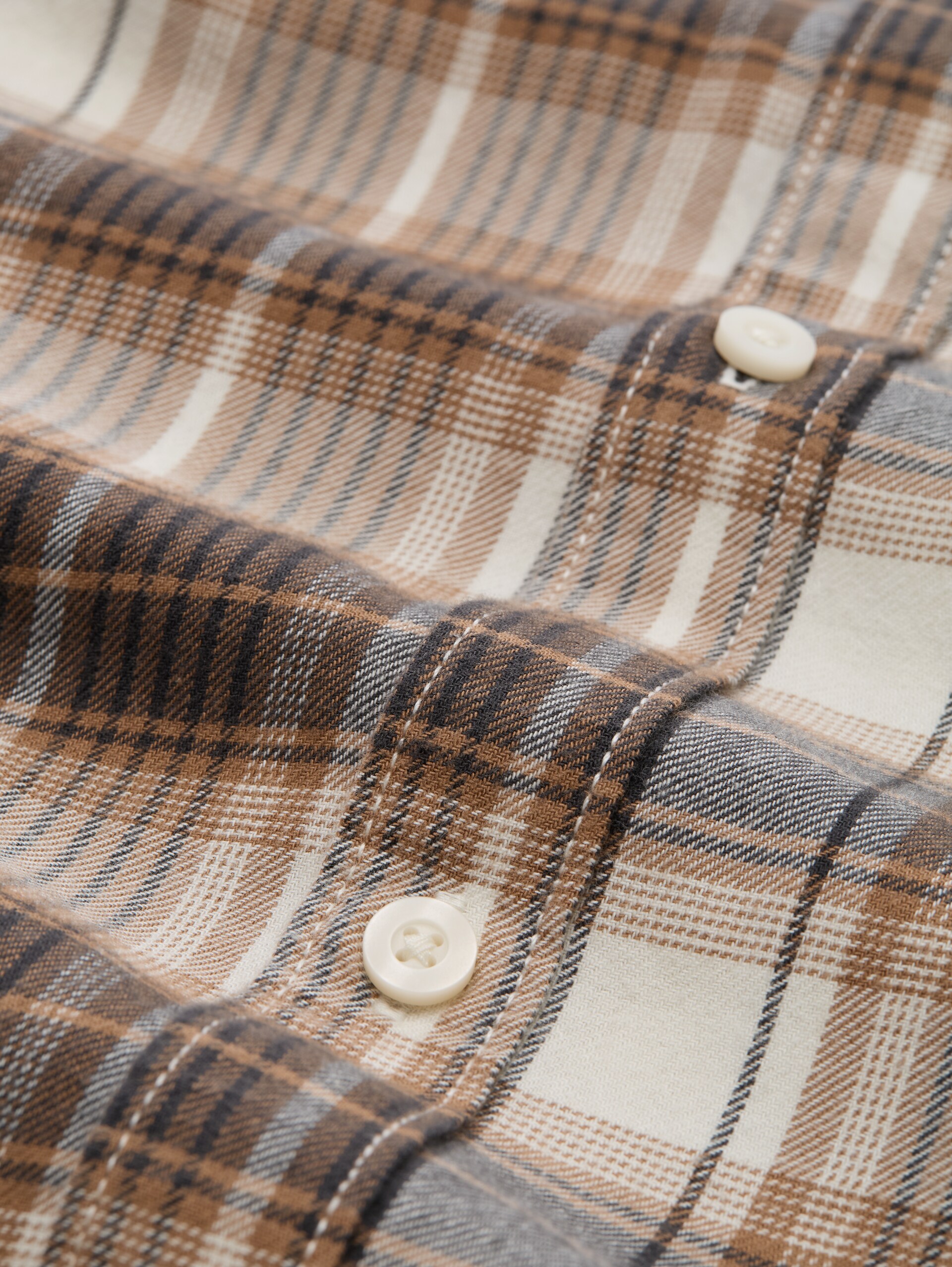 Chemise à carreaux coupe décontractée - off white brown check - Vue de la matière