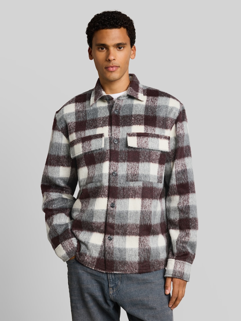 Overshirt mit Karomuster von Denim Male, brown grey check