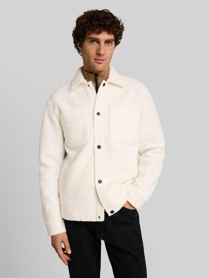 Overshirt in Woll-Optik von Denim Male, Gardenia White