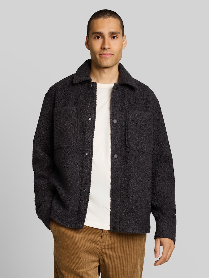 Surchemise aspect laine par Denim Male, coal grey