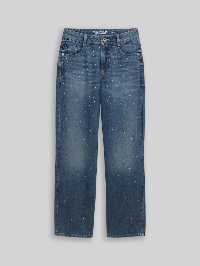 TTMADINA WIDE-jeans met strass-steentjes door Women, vintage mid stone blue