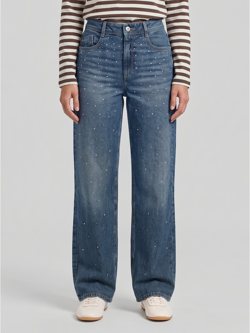 TTMADINA WIDE-jeans met strass-steentjes door Women, vintage mid stone blue