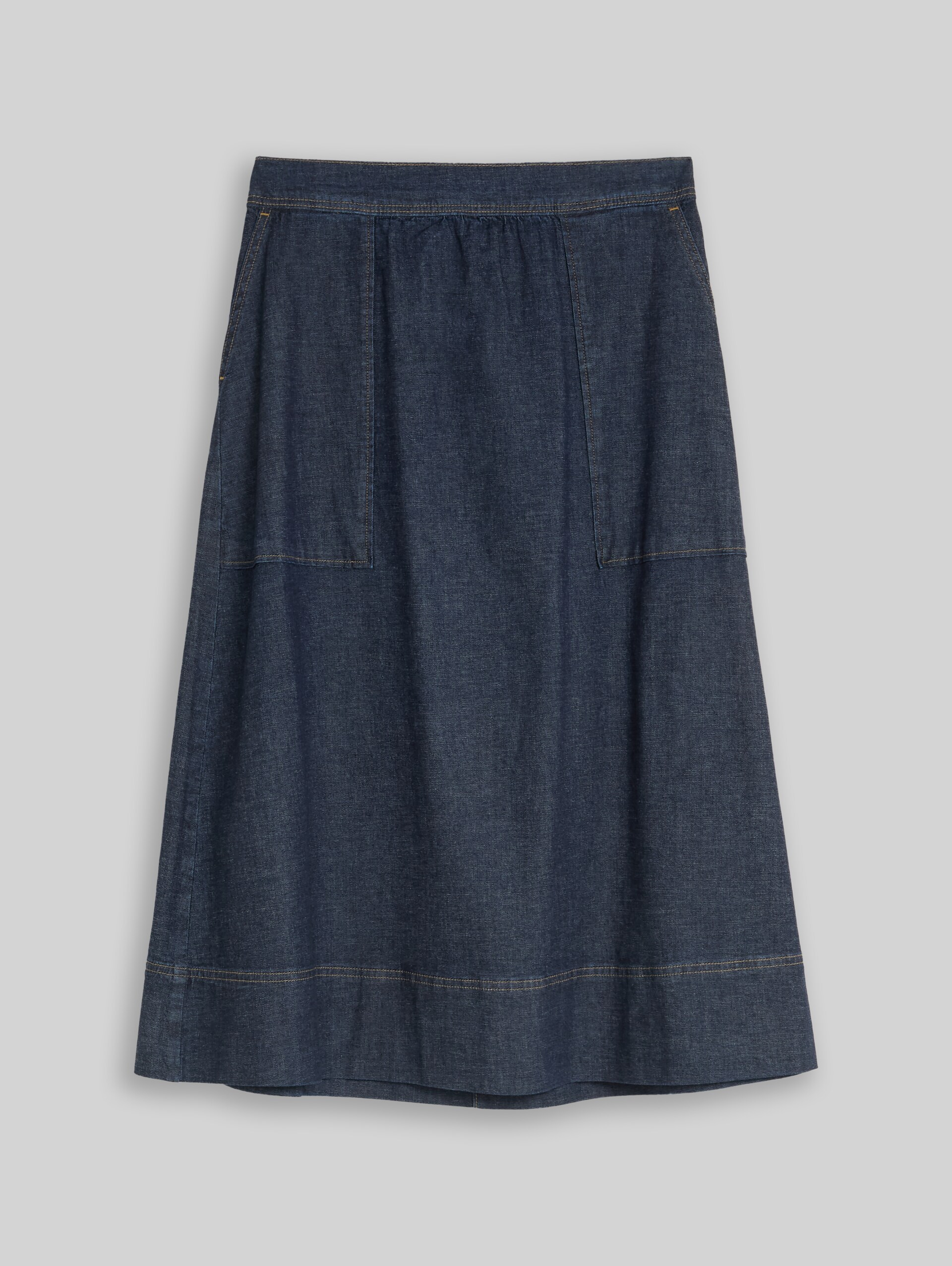 Midi-spijkerrok met zakken - Blue Rinse Denim - Product vooraanzicht