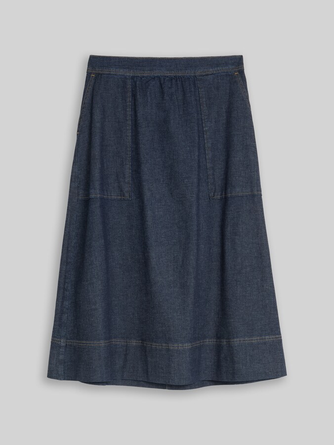 Jupe-jean mi-longue avec poches par Women, Blue Rinse Denim