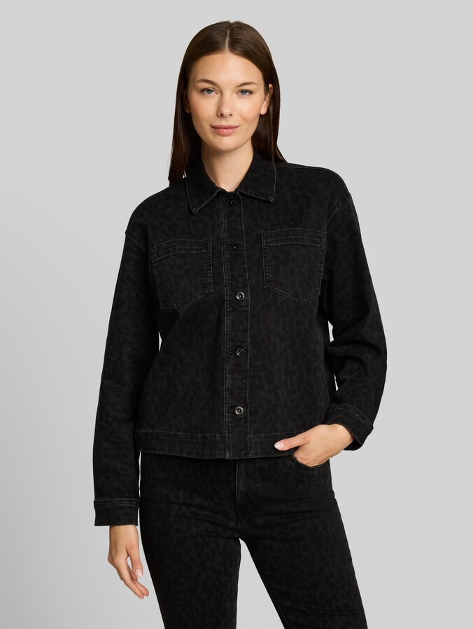 Denim jacket with leopard print by Women, leo denim allover