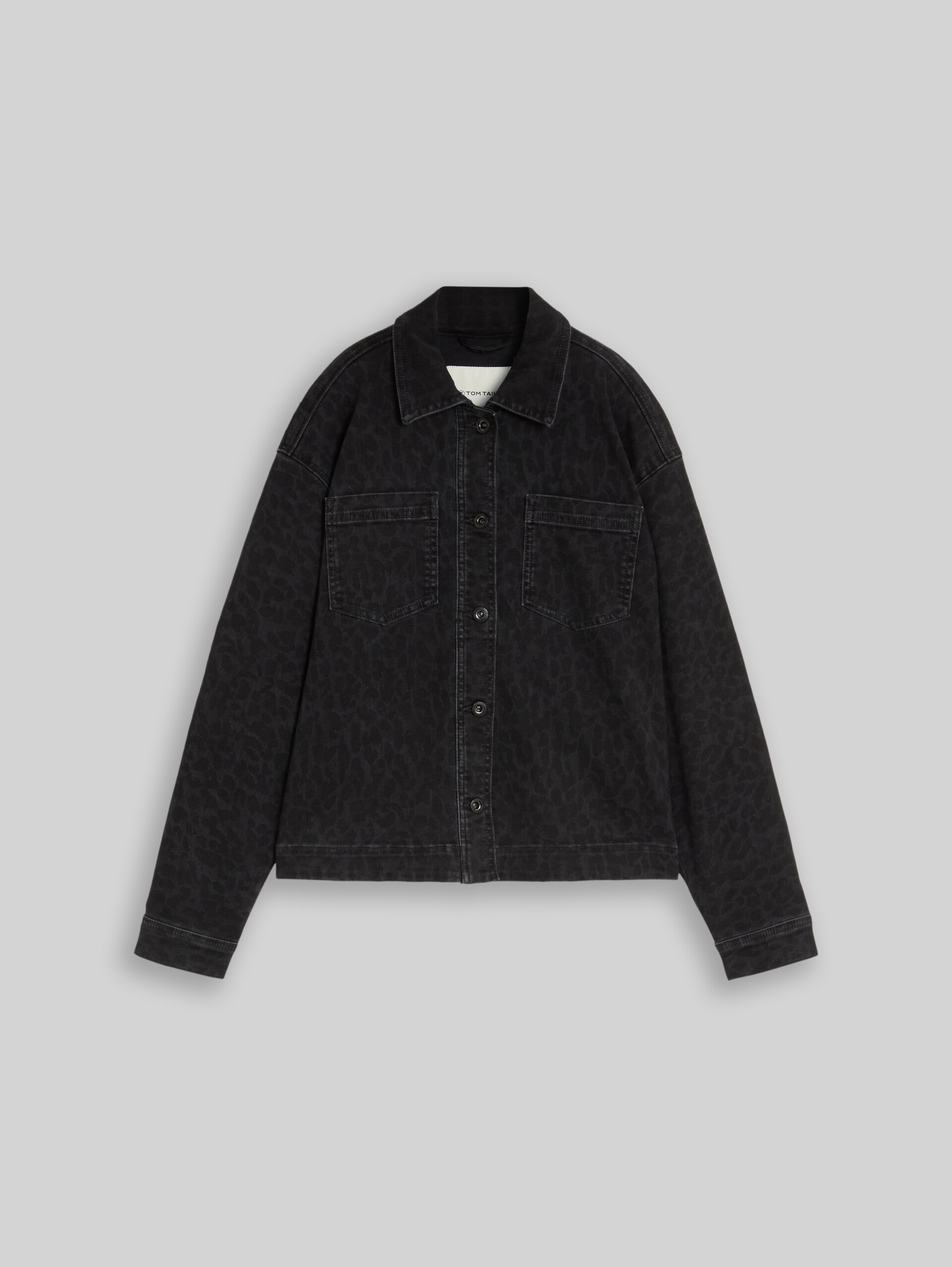 Denim jacket with leopard print - leo denim allover - Front product view