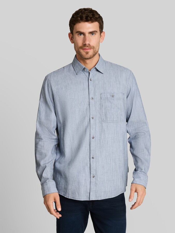Chemise Regular Fit avec poche poitrine par Men, white dark blue structure