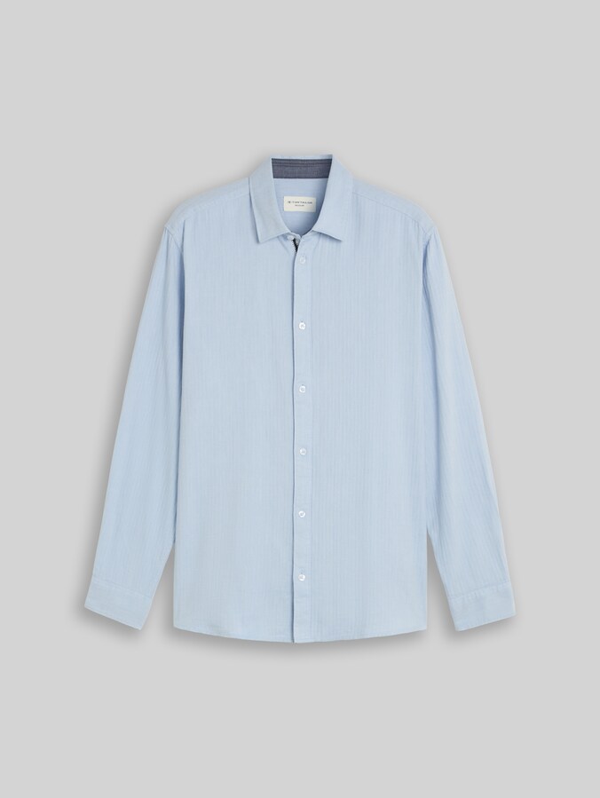 Regular Fit Hemd aus Baumwolle von Men, pale blue herringbone