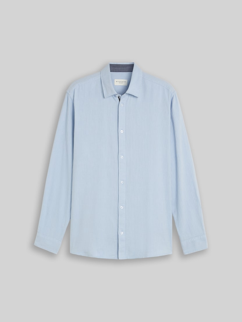 Regular Fit Hemd aus Baumwolle von Men, pale blue herringbone