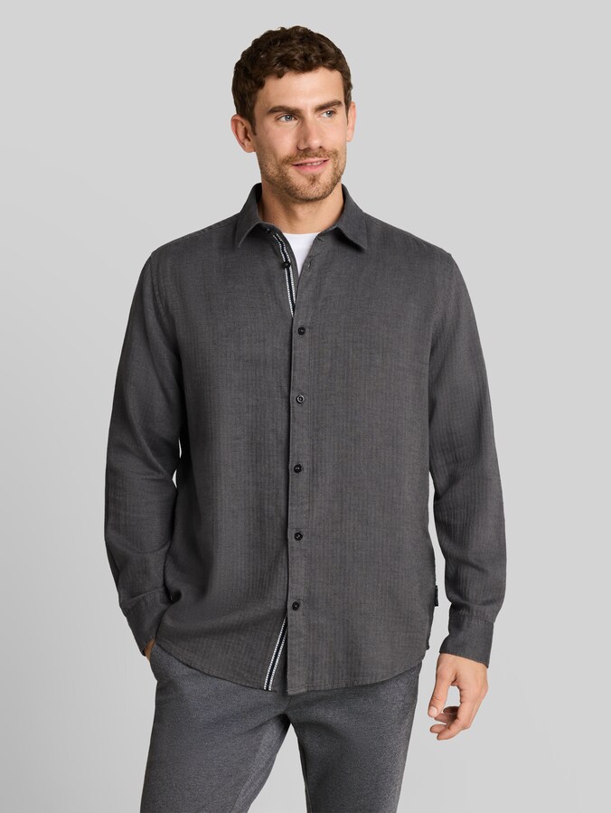 Regular Fit Hemd aus Baumwolle von Men, tarmac grey herringbone