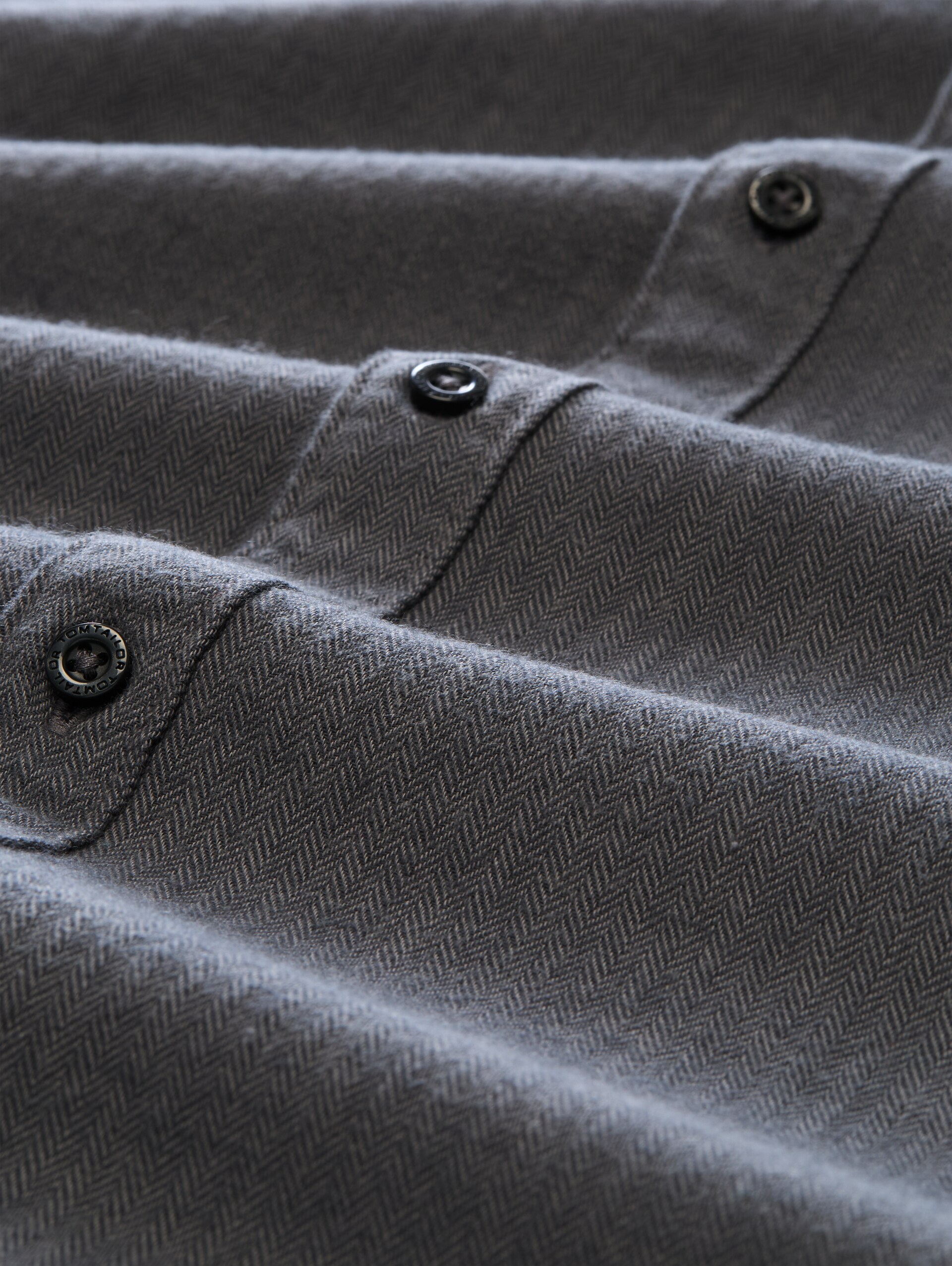 Chemise en coton à coupe classique - tarmac grey herringbone - Vue de la matière
