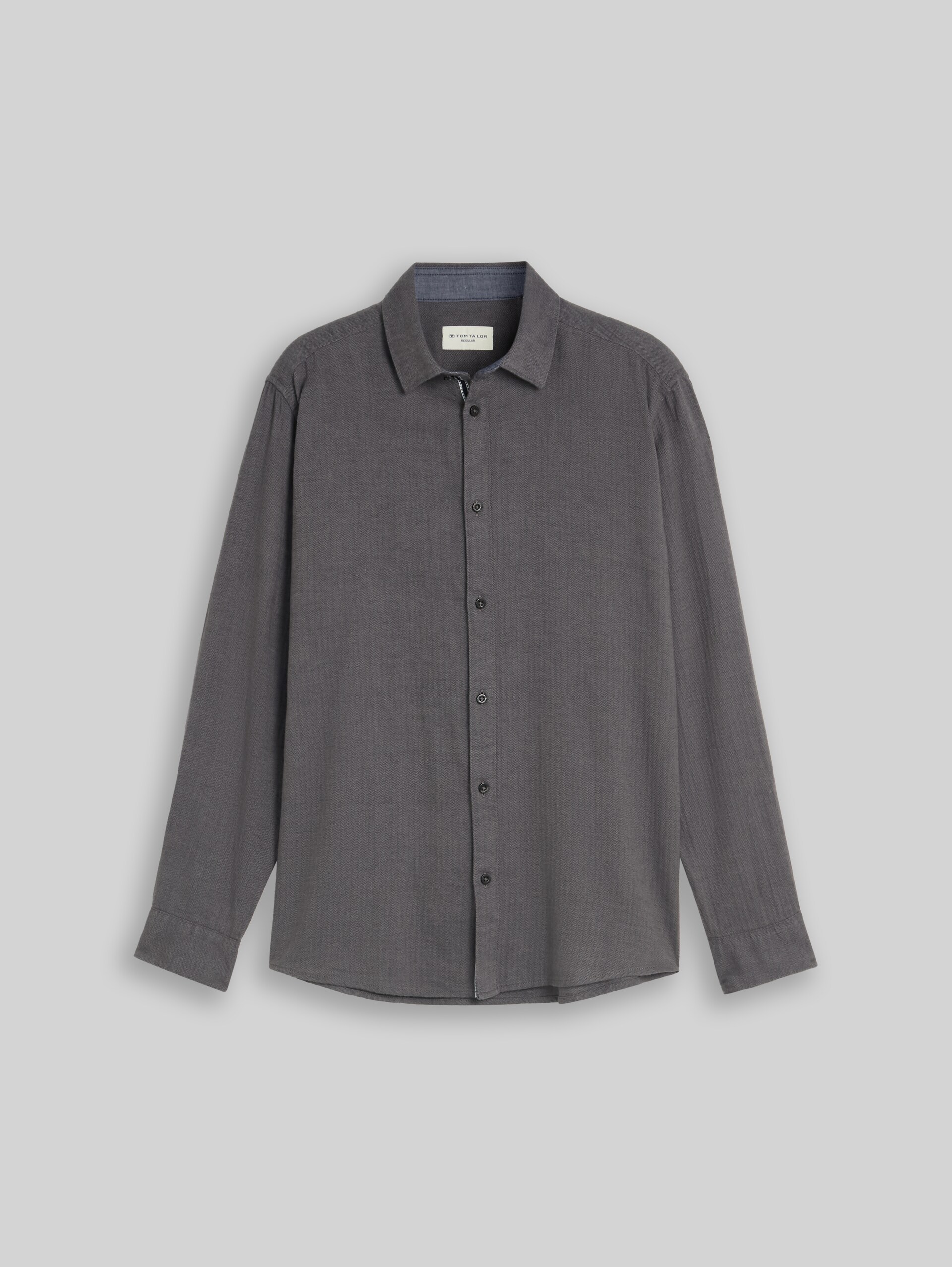 Chemise en coton à coupe classique - tarmac grey herringbone - Vue de face du produit