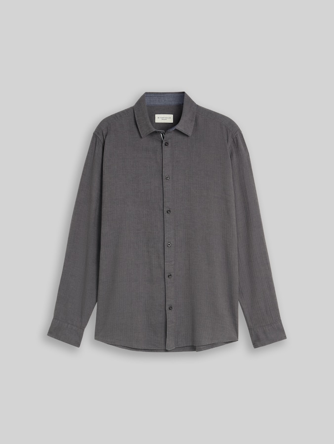 Regular Fit Hemd aus Baumwolle von Men, tarmac grey herringbone