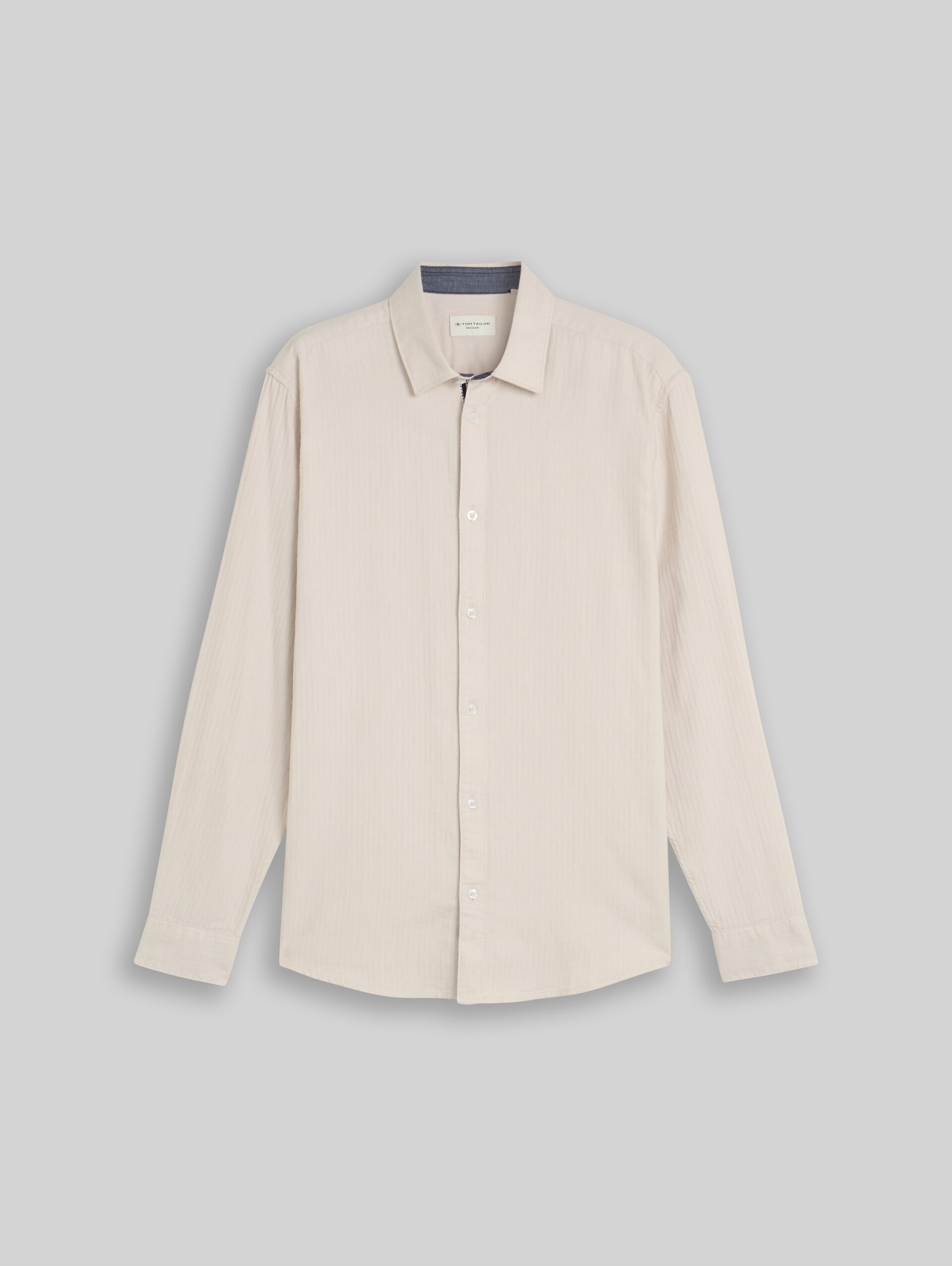 Chemise en coton à coupe classique - off white herringbone - Vue de face du produit