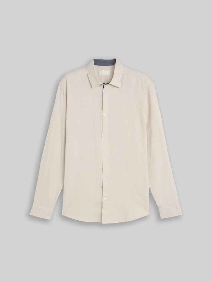 Regular Fit Hemd aus Baumwolle von Men, off white herringbone