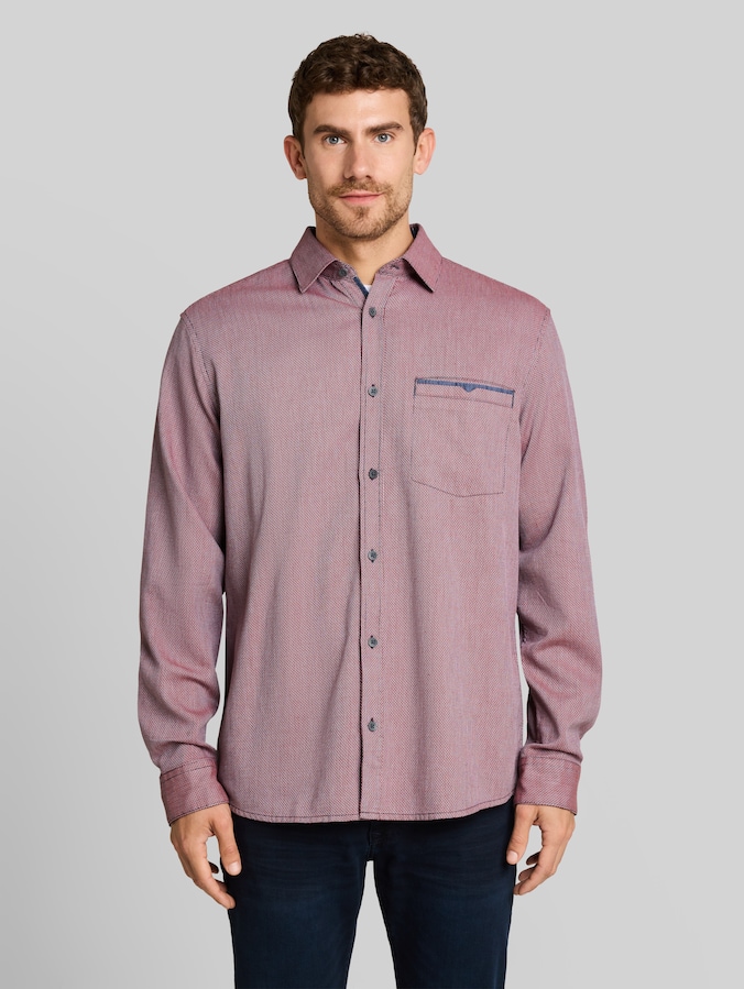 Regular Fit Hemd aus strukturiertem Baumwollstoff von Men, tarmac grey structure