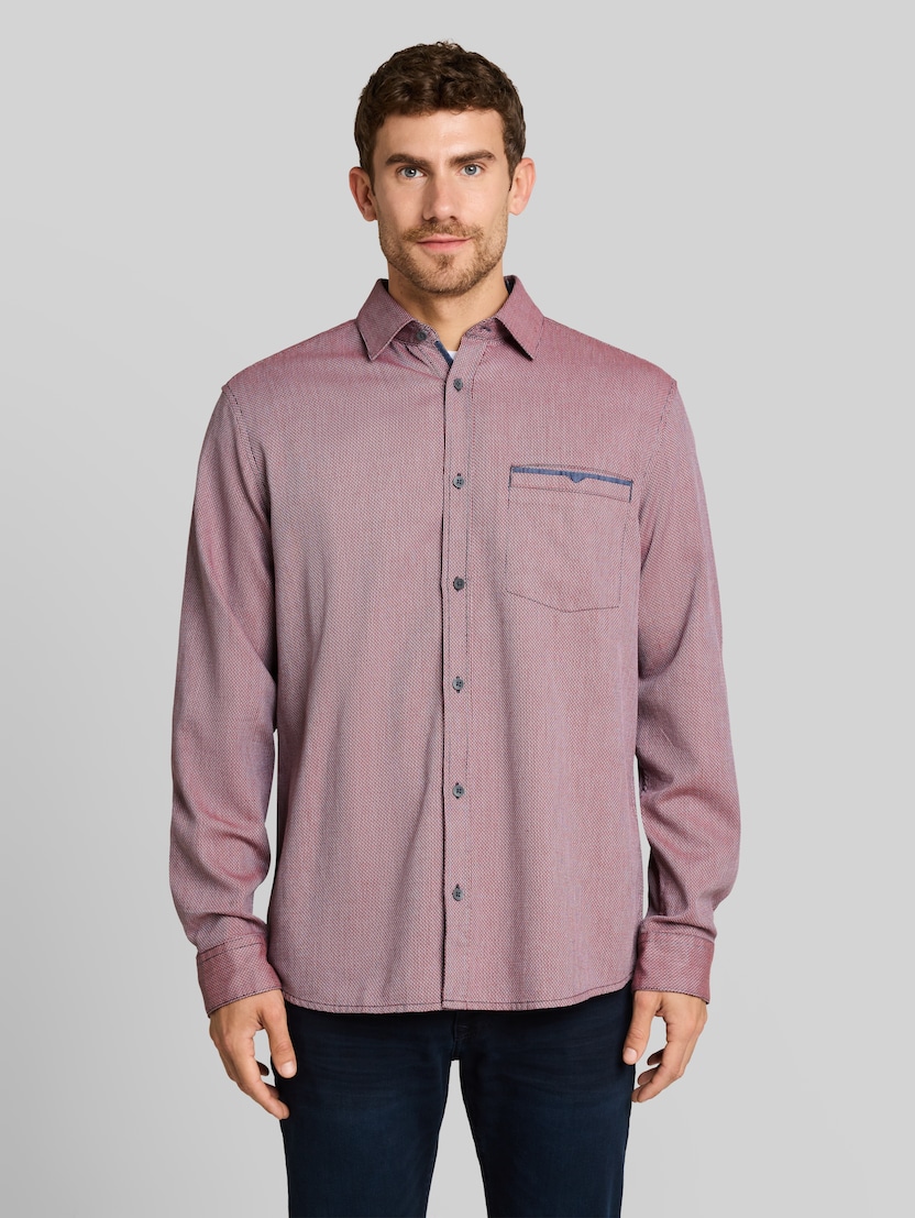 Regular Fit Hemd aus strukturiertem Baumwollstoff von Men, tarmac grey structure